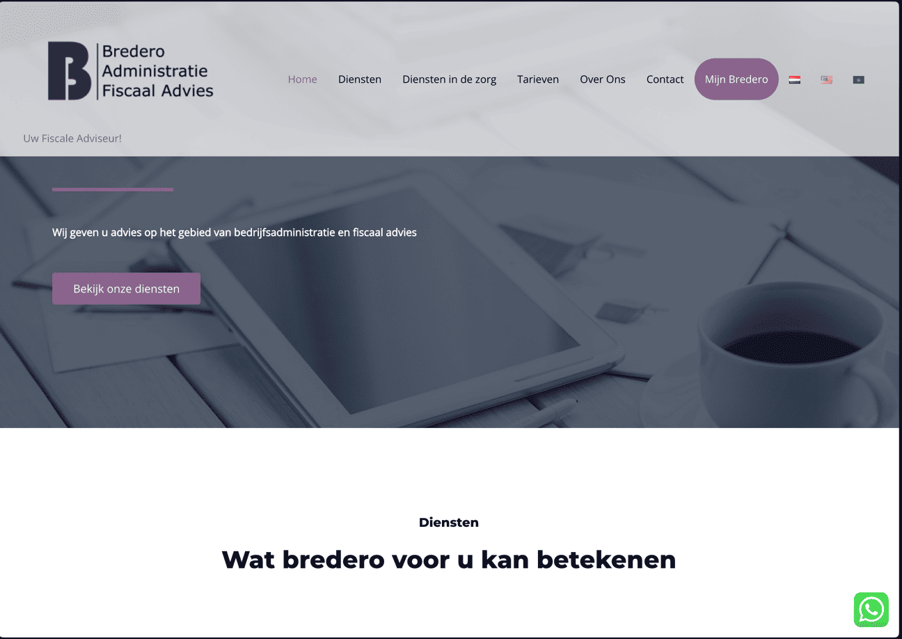 De vorige homepage van Bredero